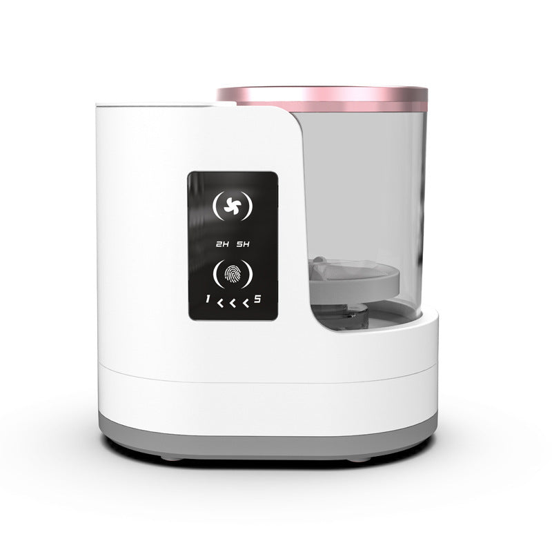 White Electric Makeup Brush Cleaner with a digital display on a white background