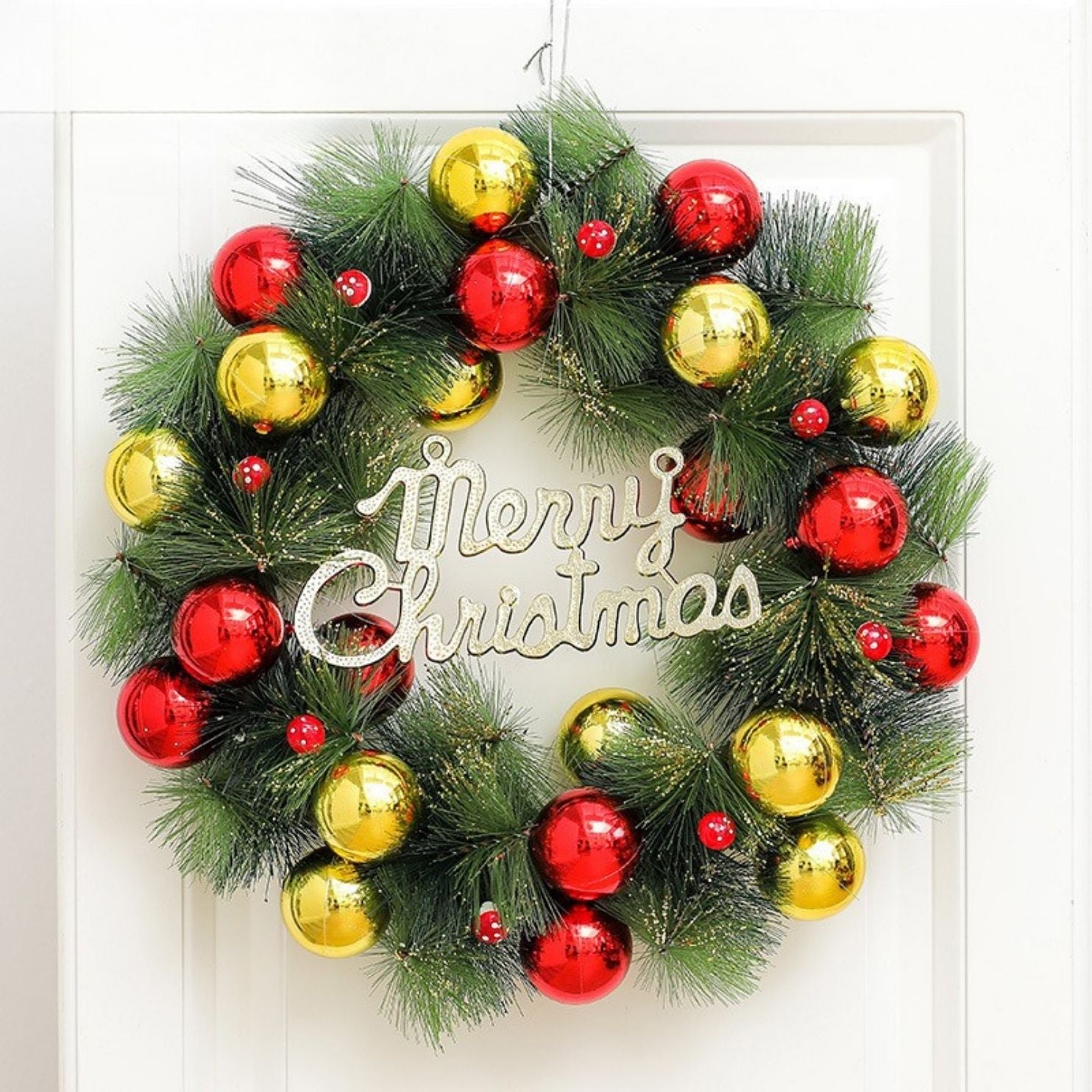 🎄 Christmas Wreath Collection (35–40cm) – Festive Pine Needle Door Decor with Optional LED Lights