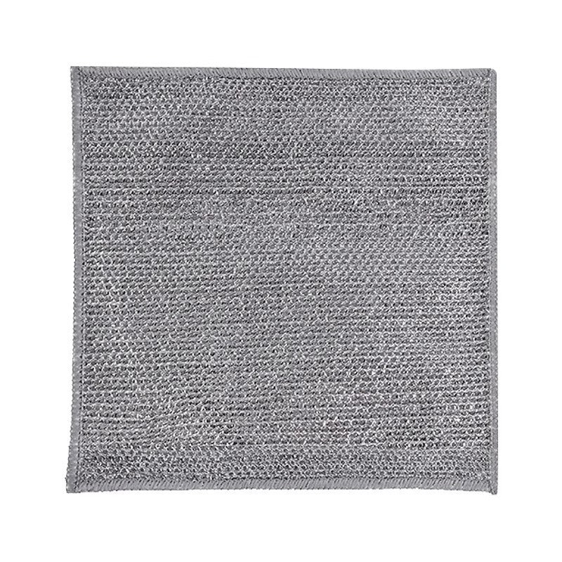 Gray textured dishwashing cloth on a white background