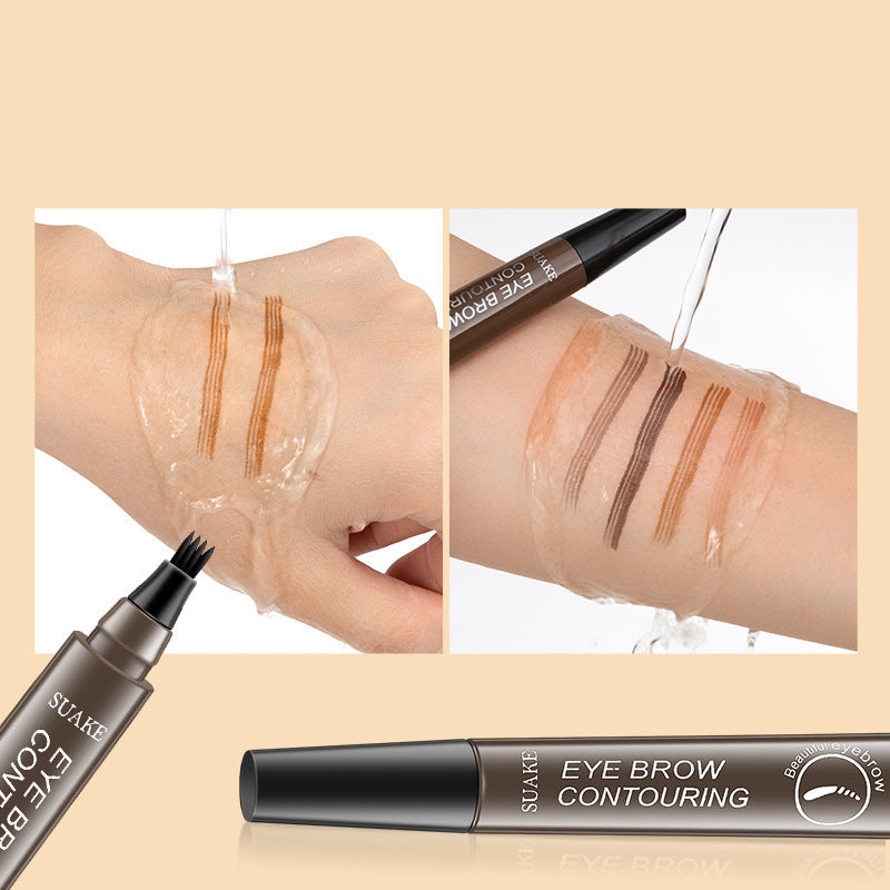 4 Tips Eyebrow Tattoo Pencil with application on arm and text in the background