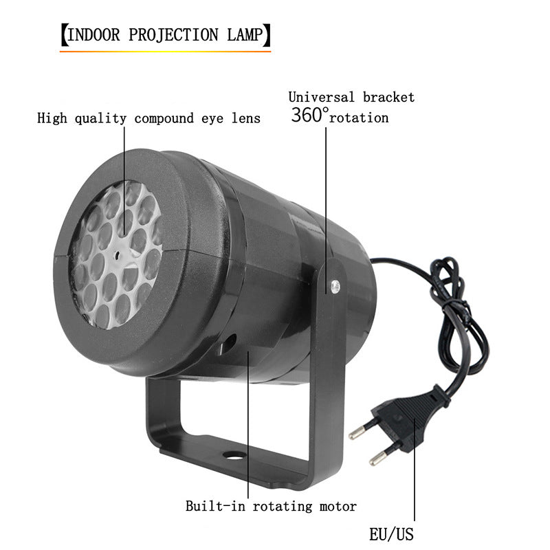 Christmas Snowflake Projector Light 🎄❄️ | 16-Pattern Rotating LED Holiday Light – Plug-In Indoor & Outdoor Decoration (US/UK/AU/EU Plug)