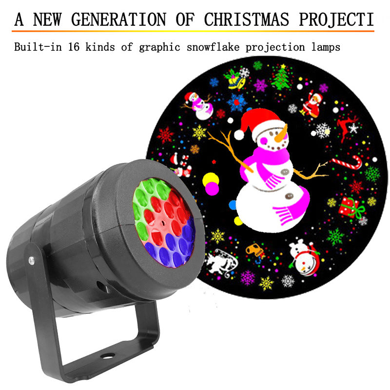 Holiday Outdoor Projector with snowman design and colorful lights on a black background