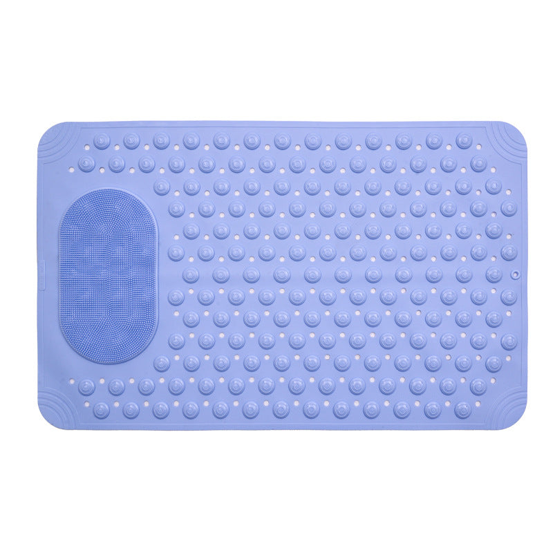 Blue textured bath mat on a white background