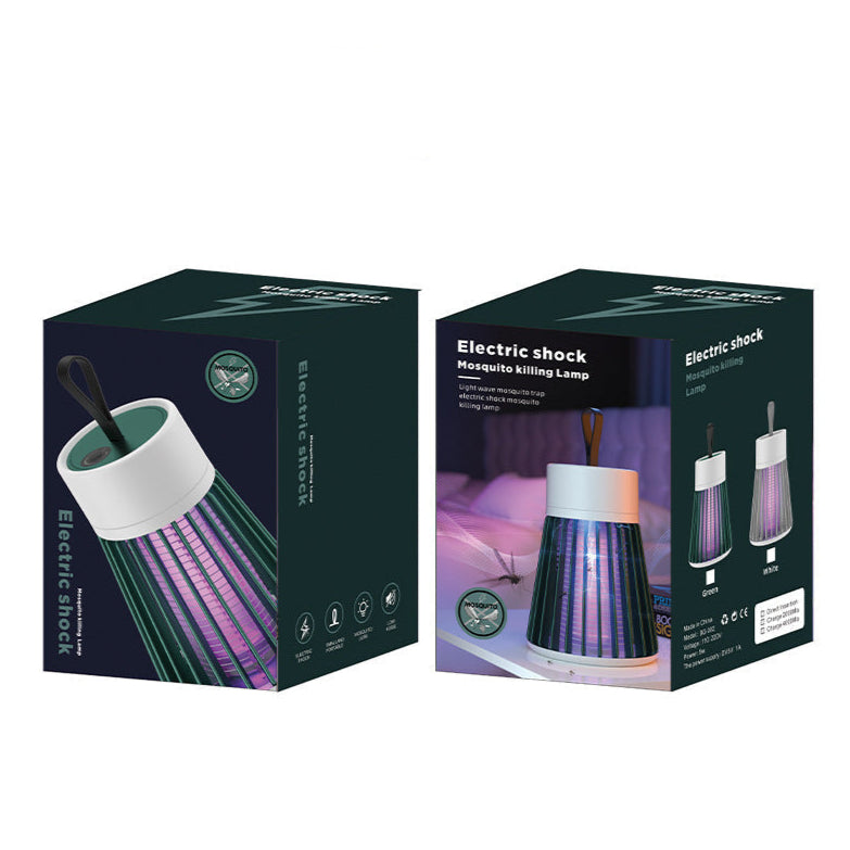 Two packaging boxes for an electric shock mosquito killing lamp with a white background.