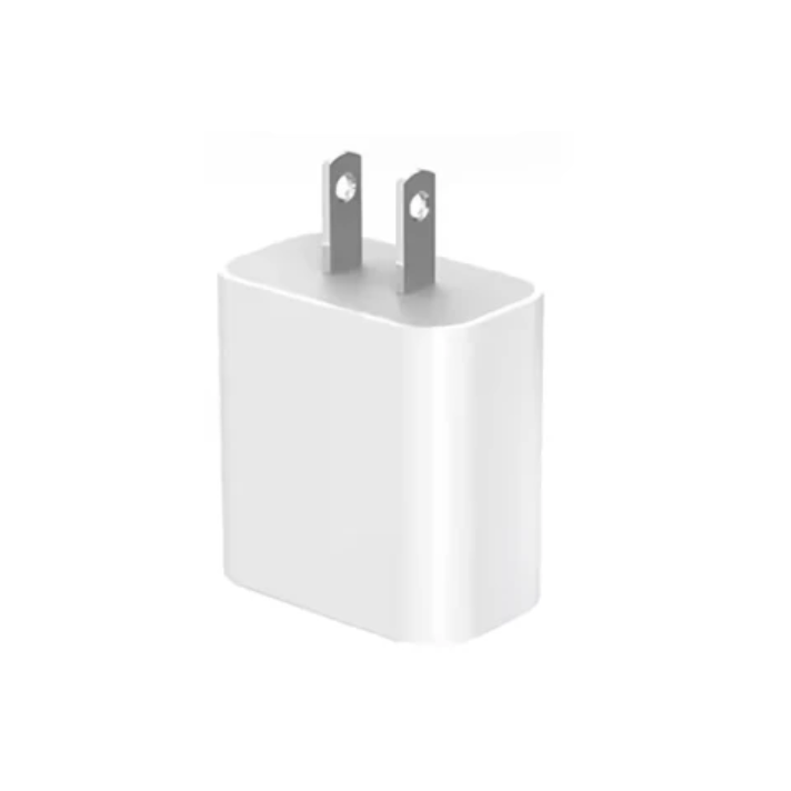 White US power adapter on a white background