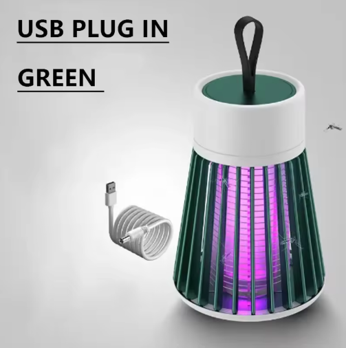 USB plug-in Electric Mosquito Killer Lamp with green accent on a gray background