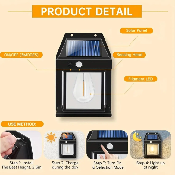 Outdoor Waterproof Solar Wall Lamp